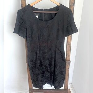 Vintage My Michelle Black Short Sleeve Dress Floral Embroidered women’s 9/10